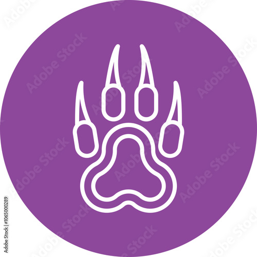 Lion Paw Print line circle icon