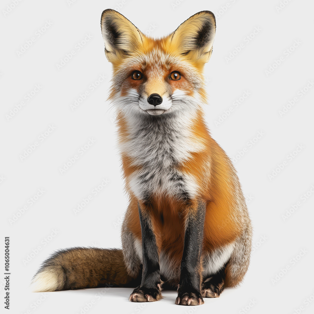 Naklejka premium Isolated Winter Fox on White Background