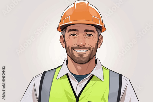 Portrait of a male contractor standing straight and facing the camera  AI generated image