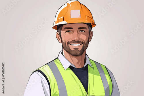 Portrait of a male contractor standing straight and facing the camera  AI generated image