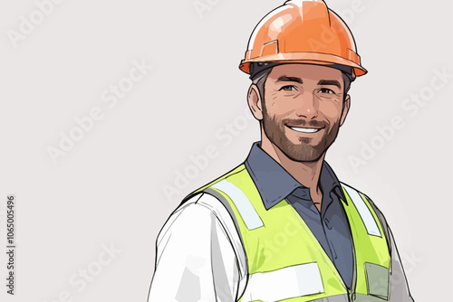 Portrait of a male contractor standing straight and facing the camera  AI generated image