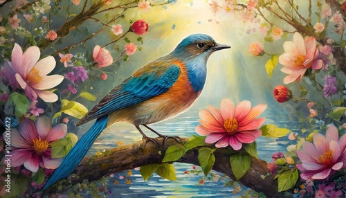 Extravaganza theme the whimsical nature is a bird and flowers and wait your family