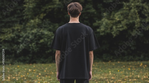 Black oversized vintage-style T-shirt with washed finish, featuring both front and back designs.