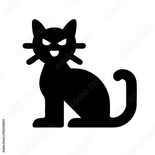 Solid glyph icon of a black cat, a Halloween classic symbol.