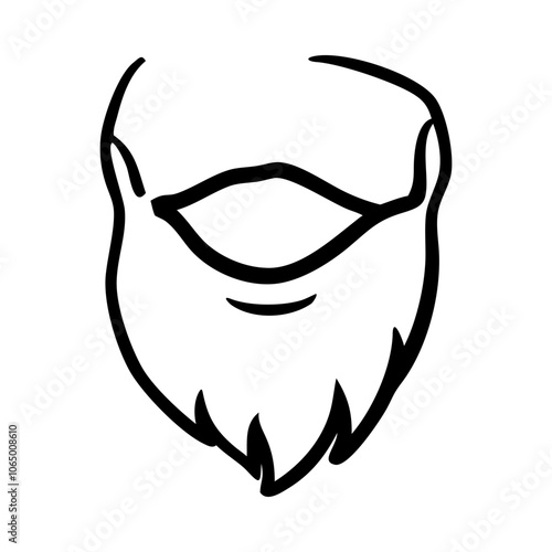 Hand-drawn icon of a beard, symbolizing facial hair and masculinity.