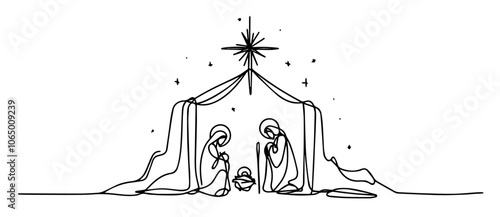minimalist holy family with star, perfect for nativity-themed holiday designs black vector