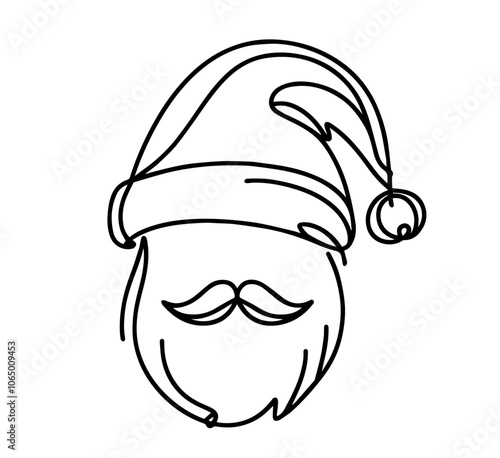 elegant monoline Santa Claus, showcasing holiday charm in continuous line art black vector