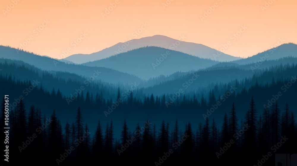 Obraz premium Serene Sunset Mountainscape 