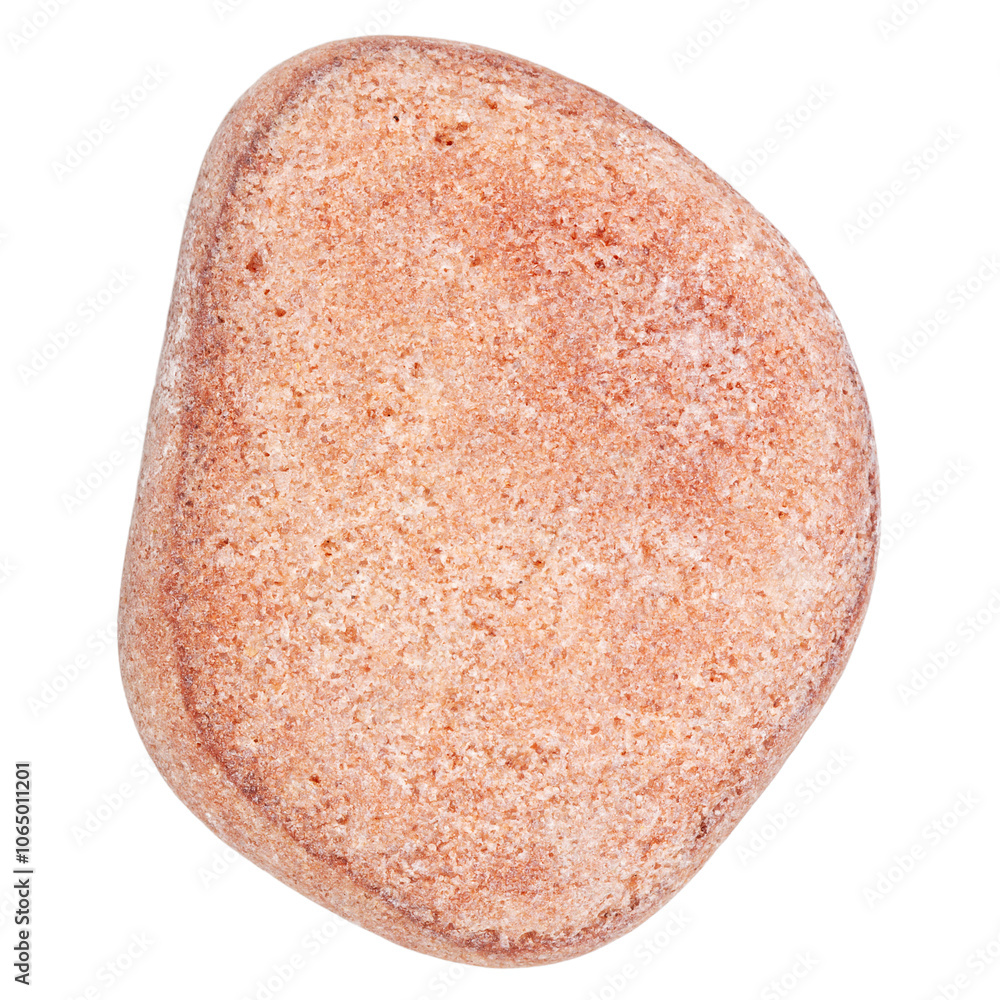 Top view of single pink pebble isolated on white background. Top view of single pink pebble isolated on white background.