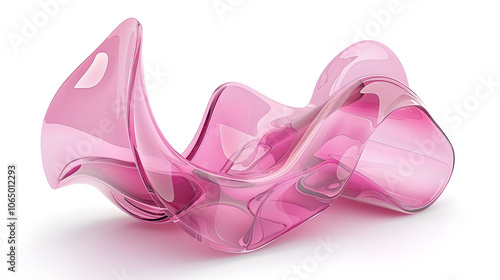 3d glossy pink organic shape isolated on white background