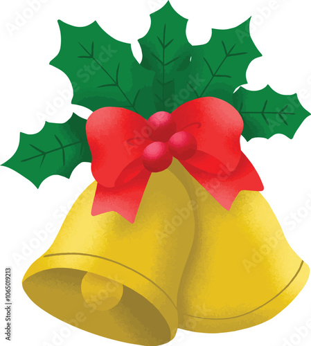 Christmas bells with red ribbon