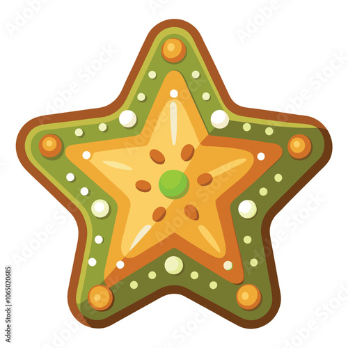 Gingerbread Star Cookie Isolated on White Background, Ideal for Holiday Treats and Festive Décor.