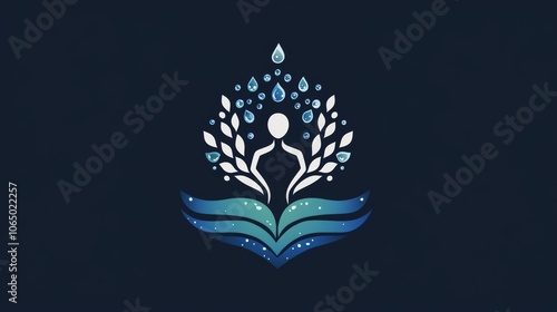 The logo shows a person and water drops, symbolizing energy, good health, and joy. It's perfect for companies that sell health or water products.