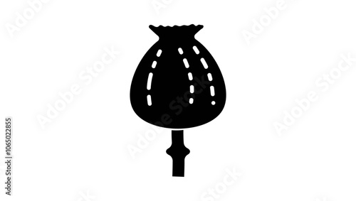 Opium Poppy, black isolated silhouette