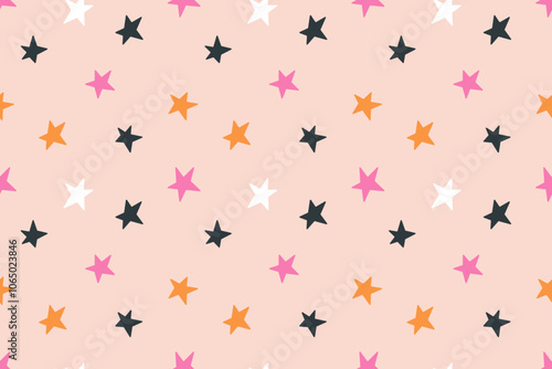 Stars pink seamless pattern design for background, wallpaper, printing, textile design, blanket pattern, print for kids, decorative.
