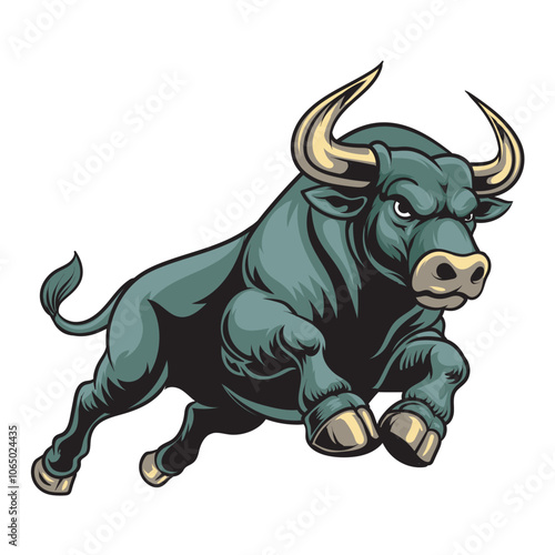 Vector Illustration of Bull with Detailed Vintage Illustration 