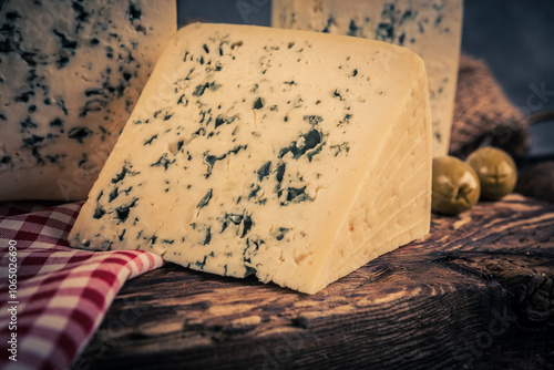 Traditional cheese with blue mold. photo