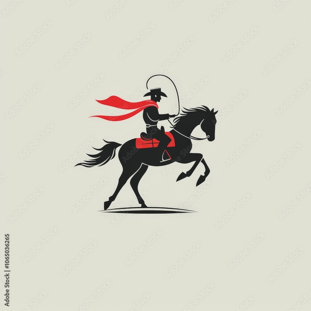 Fototapeta premium logo of a cowboy on a horse with a lasso