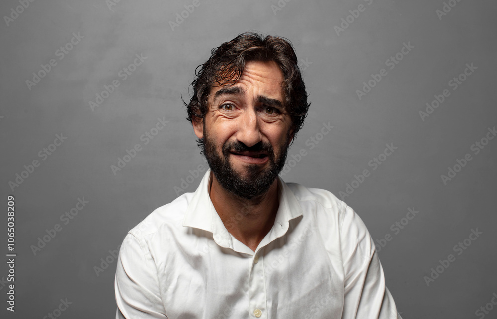 Fototapeta premium feeling sad and whiney with an unhappy look, crying with a negative and frustrated attitude