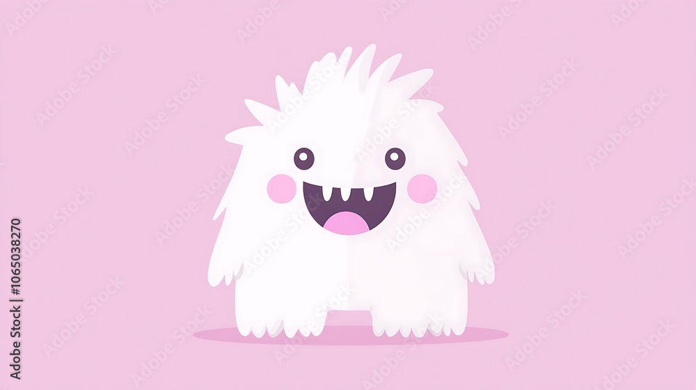 Obraz premium Cute Purple Monster with Simple Lines and Light Design