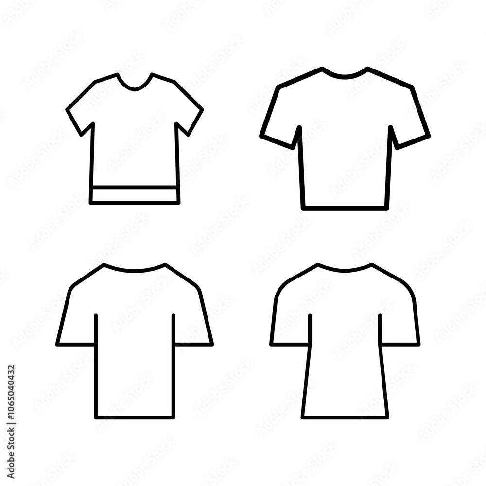 Naklejka premium Shirt line icon set