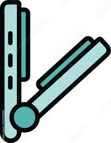 Hair straightener icon in modern filled outline style, a hairdressing tool for straightening hair