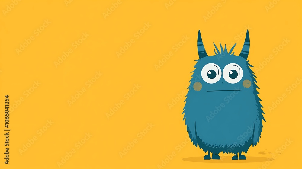 Fototapeta premium Cute Aqua Monster with Simple Lines