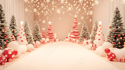 3d seasonal figure with christmas elements with snwoy environment photo