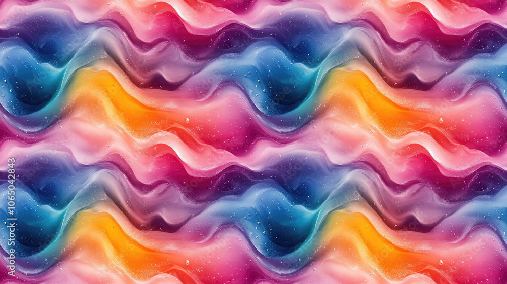 Obraz premium Colorful wave liquid oil texture seamless pattern vibrant backdrop for design projects