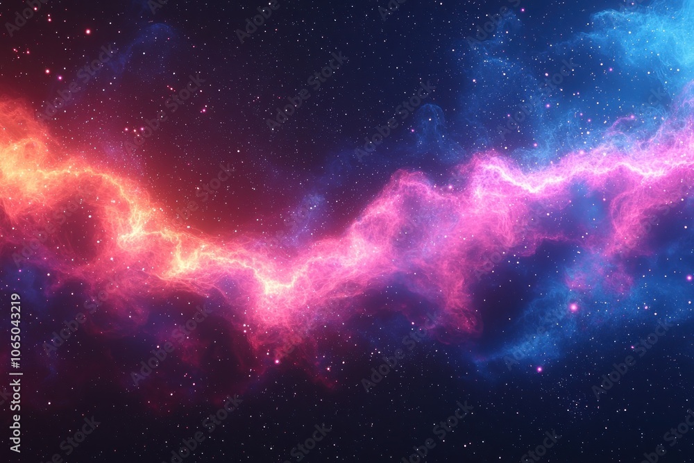 Fototapeta premium Cosmic Nebula with Pink and Blue Swirls and Stars