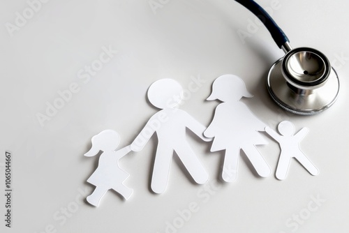 A paper family silhouette represents healthcare and family well-being. This image captures the essence of community and care. Perfect for medical and family-focused themes. AI photo