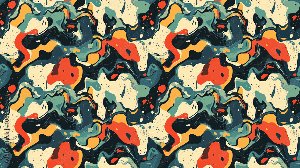 Fototapeta premium Seamless pattern showcasing a chaotic blend of abstract textures with an unusual background design perfect for modern art applications