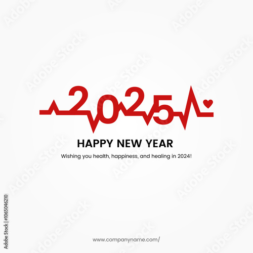 Happy new year 2025 design. With colourful truncated number illustrations.