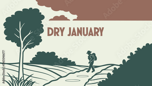 Minimalist dry january concept with nature landscape design for health promotion