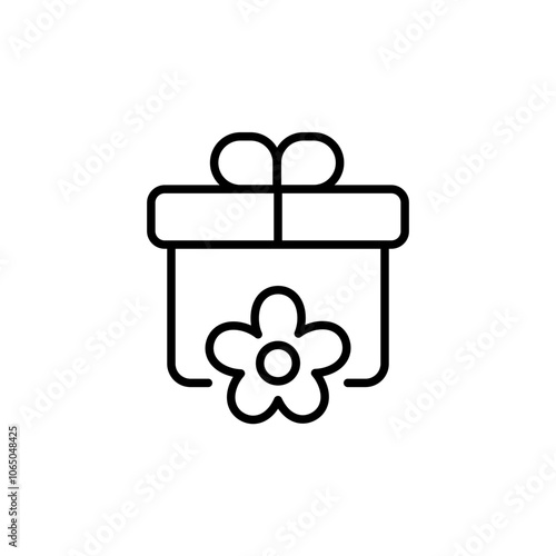 Spring gift outline icons, minimalist vector illustration ,simple transparent graphic element .Isolated on white background