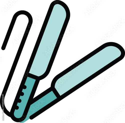 Hair straightener icon representing a hairdressing tool for beauty salons, showing the concept of hair straightening
