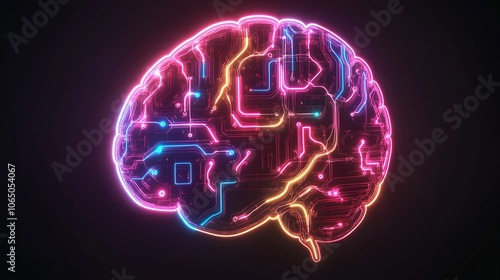 Wallpaper Mural Neon Digital Brain, technology, circuits, artificial, intelligence Torontodigital.ca