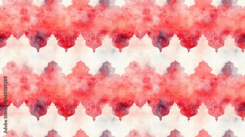 Fototapeta premium Seamless watercolor pattern featuring trendy Persian red hues with sharp borders ideal for backgrounds or decorative designs