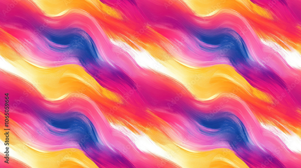 Fototapeta premium Colorful gradient seamless pattern featuring abstract brush strokes and curves ideal for modern interior design and digital arts