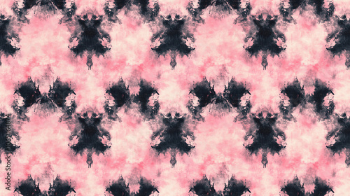 Seamless dusty rose Persian abstract folk design pattern creative tie dye concept with ink textures perfect for textile or wallpaper applications photo