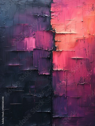 Wallpaper Mural Abstract painting featuring vibrant gradients of pink, purple, and black textures. Torontodigital.ca