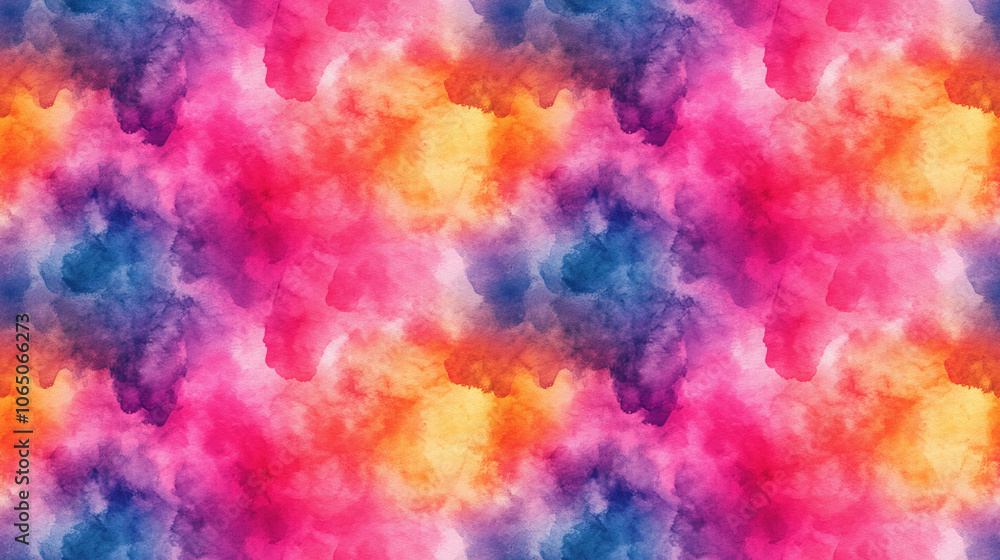 Fototapeta premium Vibrant tie dye seamless pattern featuring neon colors ombre stripes and watercolor textures for fashion and textile design