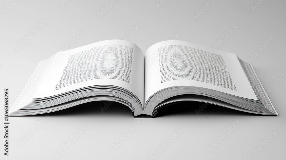 Obraz premium An Open Book with Black Spine on a White Surface