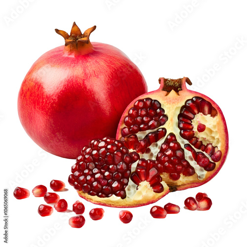 Pomegranate isolated on white transparent background. Corn cobs isolated on white transparent background. Fresh Harvest Corn, Golden Corn on the Cob, Sweet Summer Maize, Organic Farm Fresh Corn