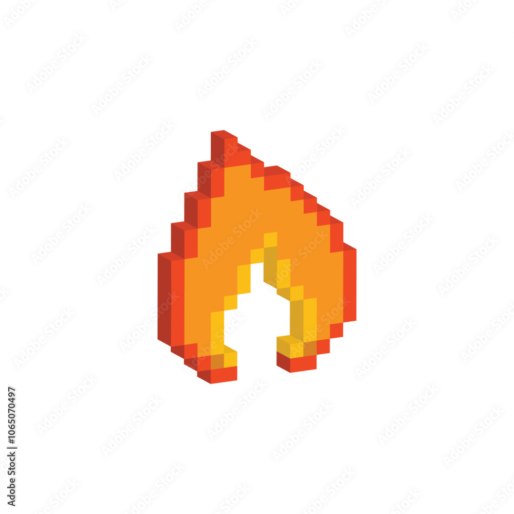 Obraz premium isometric pixel art fire vector game 8 bit icon vector game logo