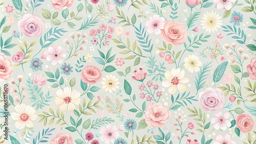 Delicate floral seamless pattern with pastel colors, floral, seamless, pattern, delicate, pastel, colors, elegant