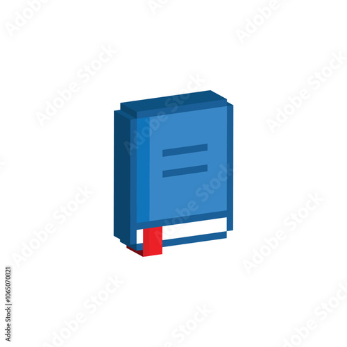 isometric book icon 8 bit, pixel art paper book icon game logo.