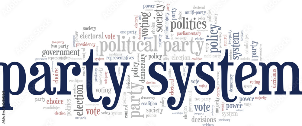 Fototapeta premium Party System word cloud conceptual design isolated on white background.