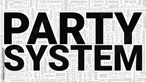 Party System word cloud conceptual design isolated on white background.