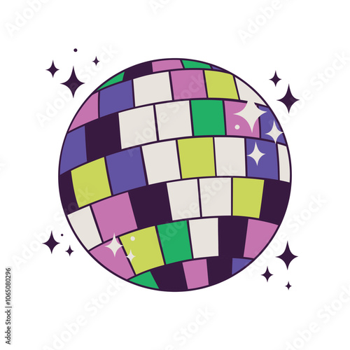 Vector hand drawn isolated disco ball